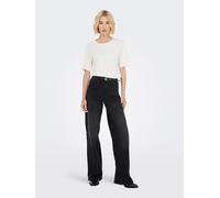 High-waist-Jeans JDY "JDYFELINA-FINA HW WIDE BLK JEANSDNM NOOS", Damen, Gr. S (36), Länge 32, schwarz (schwarz denim), Denim/Jeans, Obermaterial: 98% Baumwolle, 2% Elasthan, unifarben, Jeans (52271505