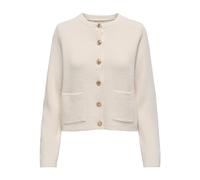 Strickjacke JDY "JDYKIM L/S ON BUTTON CARDIGAN KNT NOOS", Damen, Gr. S, egret, Strick, Obermaterial: 100% Polyacryl, unifarben, kurz, Rundhals, gerader Abschluss, Strickjacken (25425917-S) egret