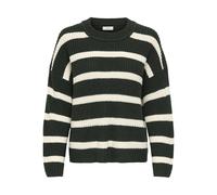 JdY Loose Fit Strick Pullover Gestreift Rundhals Langarm Sweater Knitted Jumper Basic Casual JDYJUSTY, Farben:Schwarz-2, Größe:S