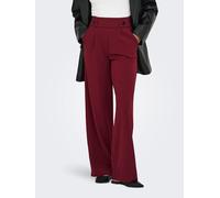 Jerseyhose JDY "JDYGEGGO NEW LONG PANT JRS NOOS", Damen, Gr. S (36), Länge 32, cabernet detail:schwarz buttons, Jersey, Obermaterial: 95% Polyester, 5% Elasthan, unifarben, modisch, relaxed fit knöche