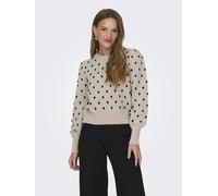 Jacqueline de Yong Pullover Jdysigrid Life Langarm Puffärmel Cement/schwarze Punkte Gr. L