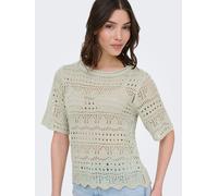 Kurzarmpullover JDY "JDYSUN LAY 2/4 PULLOVER KNT NOOS", Damen, Gr. S, desert sage, Strick, Obermaterial: 100% Polyacryl, unifarben, hüftlang, Rundhals, Pullover, Strukturstrick (88478541-S) desert sag