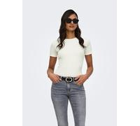 Kurzarmshirt JDY "JDYLUCKY S/S O NECK TOP JRS DIA", Damen, Gr. XS, cloud dancer, Jersey, Obermaterial: 95% Baumwolle, 5% Elasthan, unifarben, slim fit normal, Rundhals, Shirts Kurzarmshirt (57935130-X
