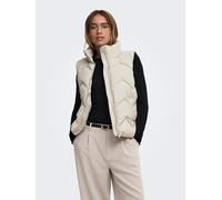 Steppweste JDY "JDYPOWER SHORT WAISTCOAT OTW HAB", Damen, Gr. XS, beige (silber lining), Steppware, Obermaterial: 100% Polyester, unifarben, Po-bedeckend, Westen Steppweste, Kunstfaser (13747741-XS) s