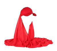 JDYaoYing Einfarbiger Schal mit Kappe für Frauen, sofortiger Hijab-langer Schal, Wickelschal, Kopftuch, rot, One size