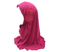 JDYaoYing Muslimischer Hijab-Schal für Mädchen, islamisch, arabisch, mit Blumen, Kopftuch für Mädchen, Kinder im Alter von 2-6 Jahren, rose, Einheitsgröße