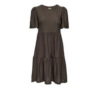 Minikleid JDY "JDYCARLA CATHINKA S/S DRESS JRS NOOS", Damen, Gr. S, N-Gr, braun (chocolate braun), Jersey, Obermaterial: 95% Polyester, 5% Elasthan, unifarben, regular fit kniefrei, Rundhals, Kleider