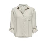 Hemdbluse JDY "JDYCAYA LINEN LOOSE L/S SHIRT WVN DIA", Damen, Gr. L, beige (moonbeam), Web, Obermaterial: 90% Viskose, 10% Leinen, unifarben, regular fit hüftbedeckend, Blusen Hemdbluse, mit Leinen (3