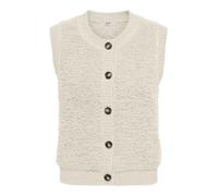 Strickweste JDY "JDYEIRA LIFE S/L O-NECK BUTTON VEST KNT", Damen, Gr. M, birch, Strick, Obermaterial: 90% Polyester, 5% Wolle, 3% Elasthan, 2% Polyacryl, unifarben, hüftlang, Rundhals, Westen (4709113