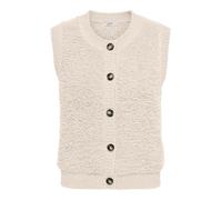Strickweste JDY "JDYEIRA LIFE S/L O-NECK BUTTON VEST KNT", Damen, Gr. M, birch, Strick, Obermaterial: 90% Polyester, 5% Wolle, 3% Elasthan, 2% Polyacryl, unifarben, hüftlang, Rundhals, Westen (4709113