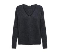 V-Ausschnitt-Pullover JDY "JDYELANORA L/S V-NECK PULLO. KNT NOOS", Damen, Gr. L (40), blau (night sky detail:melange), Strick, Feinripp, Obermaterial: 74% Polyacryl, 20% Nylon, 6% Elasthan, unifarben,