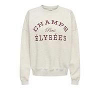 Sweatshirt JDY "JDYMESA L/S O-NECK EMB SWEAT JRS NOOS", Damen, Gr. M, beige (oatmeal detail:champs cabernet emb), Sweatware, Obermaterial: 100% Baumwolle, bedruckt, regular fit normal, Rundhals, Rippb