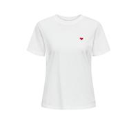 Kurzarmshirt JDY "JDYPISA S/S PRINT TOP JRS NOOS", Damen, Gr. L, weiß (cloud dancer heart), Jersey, Obermaterial: 100% Baumwolle, bedruckt, regular fit normal, Rundhals, Shirts Kurzarmshirt, Baumwolle