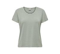 Kurzarmshirt JDY "JDYSISSY S/S O-NECK TOP JRS", Damen, Gr. XL, sea spray stripes:cloud dancer, Jersey, Obermaterial: 96% Viskose, 4% Elasthan, gestreift, regular fit normal, Rundhals, mit Umschlag, Sh