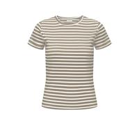 Rundhalsshirt JDY "JDYSOLAR S/S O NECK TOP JRS NOOS", Damen, Gr. XL (42), trench coat stripes:cloud dancer, Single Jersey, Obermaterial: 95% Baumwolle, 5% Elasthan, gestreift, modisch, regular fit, Ru
