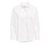 Hemdbluse JDY "JDYVESPER L/S LOOSE SHIRT WVN NOOS", Damen, Gr. S, weiß, Web, Obermaterial: 60% Polyester, 40% Baumwolle, unifarben, modisch, lässig geschnitten Po-bedeckend, Langarm weit 1-Knopf-Mansc