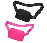 jealkip Gürteltasche für Damen und Herren, Gürteltasche zum Wandern, Bauchtasche mit verstellbarem Riemen, lässige Handytasche, Hüfttasche für Laufen, Workout, Sport, Reisen, Schwarz + Magenta, 9.76 x