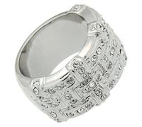 Jean Pierre Damen-Ring silberfarben in Flechtoptik mit Swarovski Messing rhodiniert Synthetischer Diamant weiß Rundschliff HEJR1459 RH