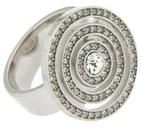 Jean Pierre Damen-Ring Silberfarbener mit Swarovski besetzter Spirale Messing rhodiniert Synthetischer Diamant weiß Rundschliff HEJRR6609 RH