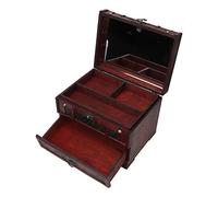 Jeanoko Vintage Holz Schmuckschatulle mit Fächern Schmucketui Halter Halskette Ohrringe Aufbewahrungsbox Organizer mit Spiegel