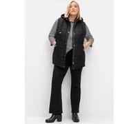 Bootcut-Jeans SHEEGO, Damen, Gr. 44, Normalgrößen, schwarz (schwarz denim), 68% Baumwolle, 30% Polyester, 2% Elasthan, unifarben, lang, Jeans (51158005-44) schwarz denim