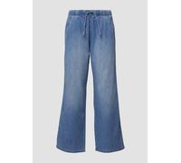 Weite Jeans QS, Damen, Gr. 38, Länge 32, blau (mid blau), Denim/Jeans, Obermaterial: 100% Baumwolle, unifarben, casual, bequem lang, Jeans, mit elastischem Bund und Kordelzug (32419165-38) mid blau