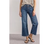 Loose-fit-Jeans STREET ONE, Damen, Gr. 28, Länge 26, mid blau random washed, Jeans, 72% Baumwolle, 25% Polyester, 3% Elasthan, unifarben, 7/8-Länge, Jeans, in 7/8-Länge (56793401-28) mid blau random w