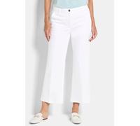 Regular-fit-Jeans GOLDNER "Weite 7/8-Jeans VERA mit Formbund", Damen, Gr. 20, K-Gr, weiß, Obermaterial: 83% Baumwolle CO. 15% Polyester PES. 2% Elasthan EL., Modisch, weit, Jeans, used Waschung (89384