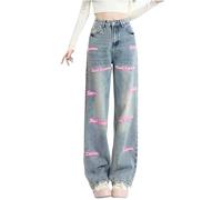 Jeans Damen Baggy Hose Wide Leg Mom Weite Weites Bein Boyfriend Leichte Sommerjeans Stretch Straight Sommer Damenjeans Hosen Weitem Overall Große Größen Low Waist Jeans 2025 Hohe Taille Baggy Weites