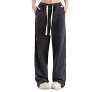 Jeans Damen Boyfriend, Jeans Damen Grau, High Waist Straight Jeans Pants Vintage Wide Leg Casual Baggy Ripped Denim Trouser Jeanshosen Große Größen, Warehouse Deals Angebote