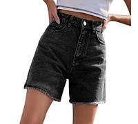 Jeans Damen Sommer, Baggy Jeans Damen Y2K, Trendy Loose Casual Denim Shorts High Waist Loose Slimming Hose Tennis Shorts, Black-Friday-Angebote