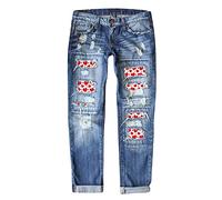 Jeans Damen Stretch Boyfriend Stil Denim Loose Freizeithose Stilvolle Hüftjeans Klassischer Schlupfjeans Große Größen Schlagjeans