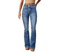 Jeans Damen Stretch, High Waist Skinny Jeans Damen, Trendy Stretchy Flare Mid Denim Hose Hose Teenager, Outlet Shop