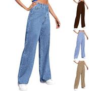 Jeans Damen Weites Bein Hellblau High Waist Gerades Bein Baggy Straight Leg Jeanshose Hohe Taille Mädchen Sommerjeans Mit Taschen Sommer Sale