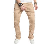 Jeans für Herren Stretch Fit Skinny Stacked Ripped Destroyed Jeans Slim Fit Patch Y2K Denim Pants Slim Fit Hose Streetwear, Khaki, Klein