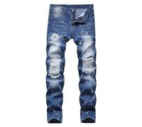 Jeans für Herren UK - Zerrissene Jeans, lässige Arbeitshose, locker, gerade, Stretch, Flex & Mode & vielseitig, Farbspritzer, Cargohose, Kampfhose, taktische Hose, Arbeitshose, Frühling & Herbst,