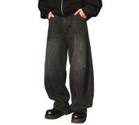 Jeans Herren Regular Fit - Herren Hosen Modern Relaxed Fit Jeans Y2k Cargo Jeans Baggy Denim Hose Punk Lose Gerade Hosen Baggy Jeans Hip Hop Weit Geschnittene Denim-Hosen Taschen Skater Jeans