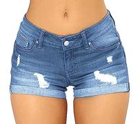 Jeans Hose Damen, Jeans Damen Grosse Grössen, Zerrissene Jeans Shorts Hoher Taille Dehnbare Jeansshorts Shorts 46, Black Week Angebote 2025