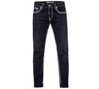 Jeans Hose "LEVIN" in Black Used mit Weißer Kontrastnaht 32W/34L