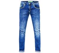 Jeans Hose "LEVIN" mit Neon Grüner Kontrast-Naht 36W/34L