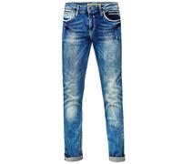Straight-Jeans RUSTY NEAL "NEW YORK 29", Herren, Gr. 36, Länge 32, blau, 99% Baumwolle, 1% Elasthan, unifarben, lang, Jeans Straight-Jeans, im modernen Used-Look (31637742-36) blau
