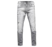 Straight-Jeans RUSTY NEAL "NISHO", Herren, Gr. 31, Länge 32, grau (hellgrau), 98% Baumwolle, 2% Elasthan, unifarben, Jeans Straight-Jeans, mit trendigen Used-Details (36126939-31) hellgrau