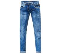Straight-Jeans RUSTY NEAL "RUBEN 30", Herren, Gr. 40, Länge 34, blau, 99% Baumwolle, 1% Elasthan, unifarben, casual, Jeans, mit angesagten Ziernähten (12025453-40) blau