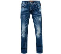 Straight-Jeans RUSTY NEAL "RUBEN 42", Herren, Gr. 30, Länge 34, blau, 98% Baumwolle, 2% Elasthan, unifarben, casual, lang, Jeans, mit angesagten Ziernähten (64429626-30) blau