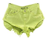 Jeans-Hotpants Für Damen, Einfarbig, Weiß, Niedrige Taille, Schmale Sommer-Bermudas, Kurze Hose Mit Taschen, Vintage, Dehnbarer Knopf, Quasten, Normaler Saum, Zerrissene Distressed-Denim-Hotshort