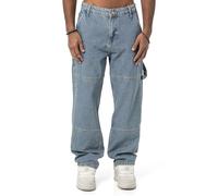 Jeans im angesagten Cargo Design Weit Geschnitten Baggy Blau W32-L34