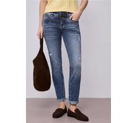 Street One Jeans Comfort-Fit Damen Destroyed-Look indigo random washed Gr. 29 Länge 30
