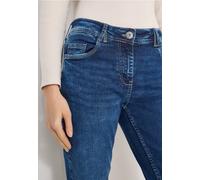 Slim-fit-Jeans CECIL, Damen, Gr. 32, Länge 32, mid blau used wash, Jeans, 78% Baumwolle, 20% Polyester, 2% Elasthan, unifarben, lang, Jeans Slim-fit-Jeans, 5-Pocket-Style (32529964-32) mid blau used w