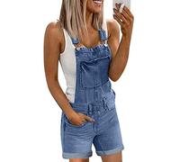 Jeans Latzhose Damen Kurz Oversize: Jeanslatzhose Damen Kurz Stretch Jeanshose Sommer Jeansoveralls Für Frauen Kurze Hosen Elegant Festliche Jumpsuits Leicht Sommerhose 90Er Jeans-Latzhosen