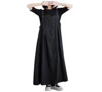 Jeans Latzkleid Damen Jeanskleid Damen Knielang Loose Trägerkleid Hohltaschenkleid mit Taschen Lose Latzrock Lang Trägerrock Elegant Knielang Jeansrock Overall Volant Jeanskleid (05-Black, XXL)